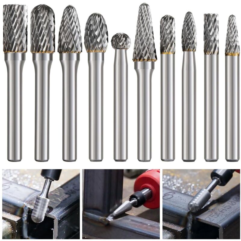 Set Aus Rotationsfräsern Aus Wolframkarbid, Druckluftschleifer-fräser, 6-mm-rotationsgravierfräser. Zubehör Für Die Metallbearbeitung. Schleifwerkzeuge. Bohrwerkzeuge Zum Schneiden, Entgraten Und Grav