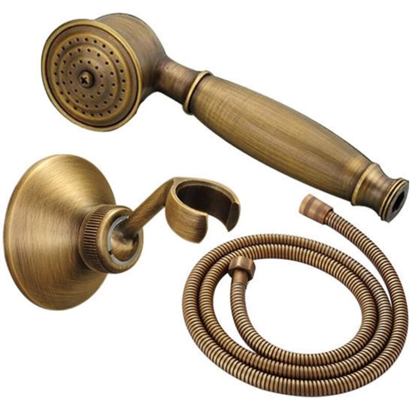Duschkopf. Duschset. Duschset Aus Antikem Messing. Duschsystem. Mit Duschhalterung Und 1,5 M Langem Duschschlauch (duschset Im Antik-stil).