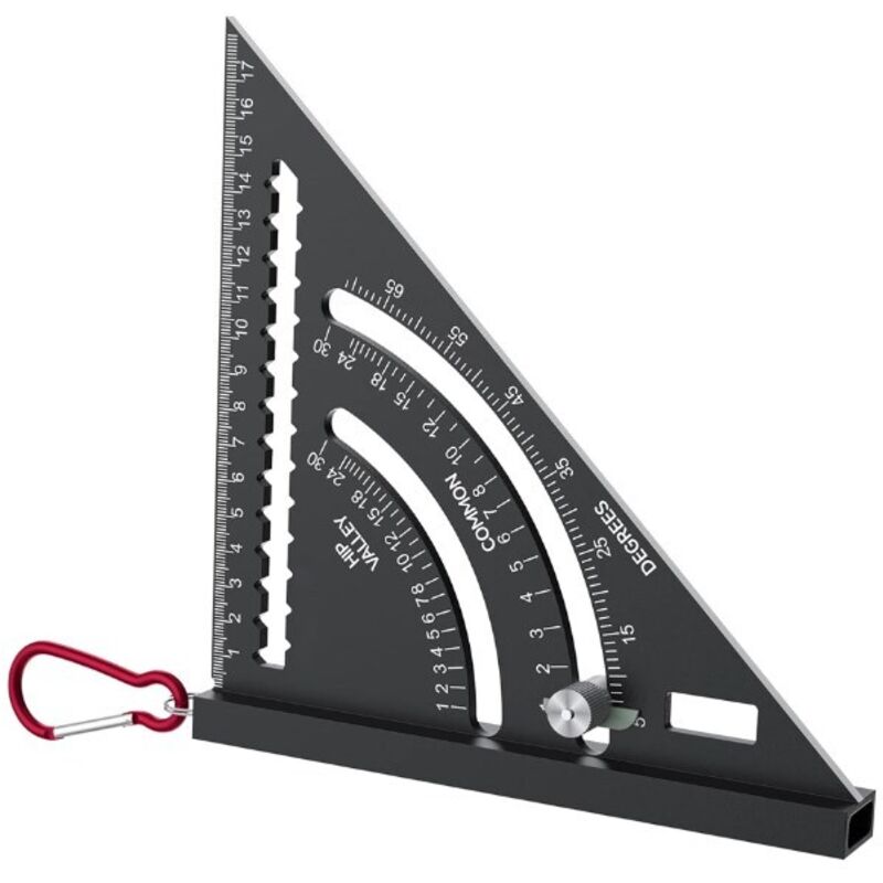 7-in-1-zimmermannswinkel. 180-mm-zimmermannswinkel Aus Aluminium. Multifunktionale Markierungslehre. Winkelmesser (0–90°). Mit Haken. Stiftablage. Lotfunktion.