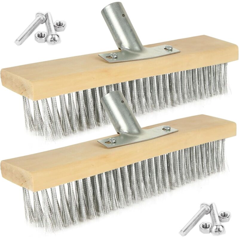 Set Mit 2 Metallbesenköpfen 30 – Stahlbürste Für Harte Oberflächen – Entfernt Hartnäckigen Schmutz Und Moos