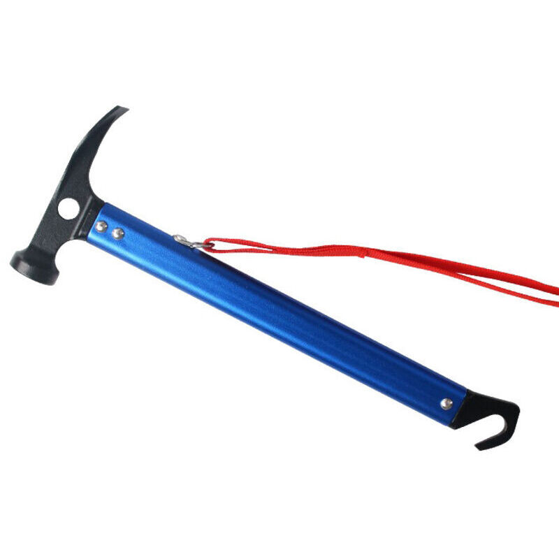 Campinghammer Mit Haken. 30-cm-zelthammer Aus Aluminium, Outdoor-campinghammer, Multifunktionaler Zeltpflockhammer (blau)