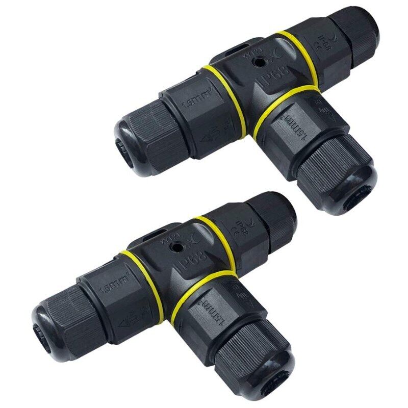 Hochwertige, Zweiteilige T-förmige Anschlussdosen 4–9 Mm (schwarz, Pa66). 3-poliger Kabelanschluss. Wasserdichter Anschluss Ip68. Steckverbinder Für Elektrische Außengehäuse.