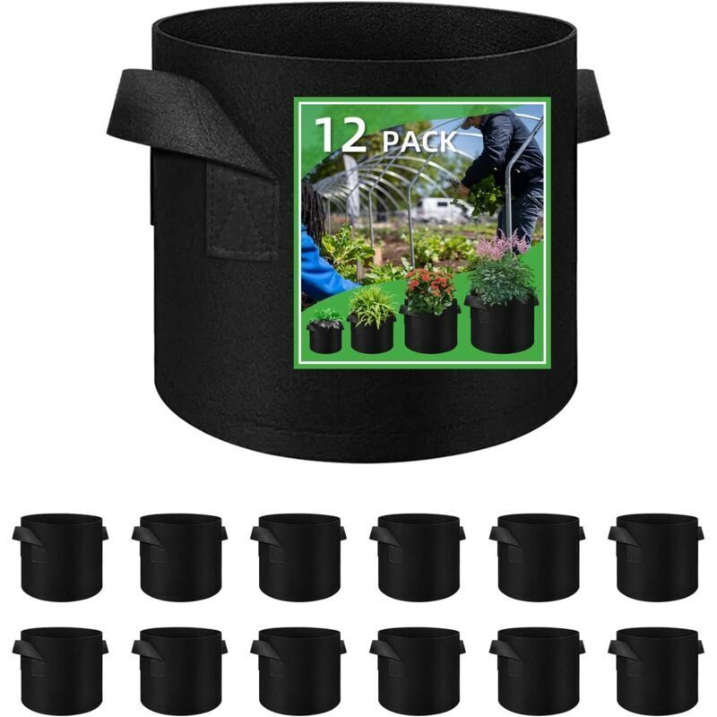(10 Gallonen) 12er-pack Pflanzsäcke À 37 L Aus Vliesstoff. Pflanzsäcke Für Gartenpflanzen. Atmungsaktive Blumentöpfe Aus Vliesstoff Mit Griffen. Blumen. Pflanzen.
