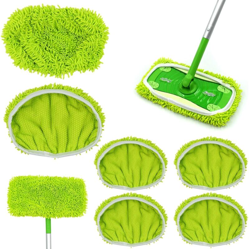 6-teiliges Nachfüllset Für Dampfmopps. Grüne Mikrofaser-wischmopp-pads. Waschbare Mikrofaser-ersatzwischtücher. Mikrofaser-dampfmopp-bezüge. Dampfzubehör