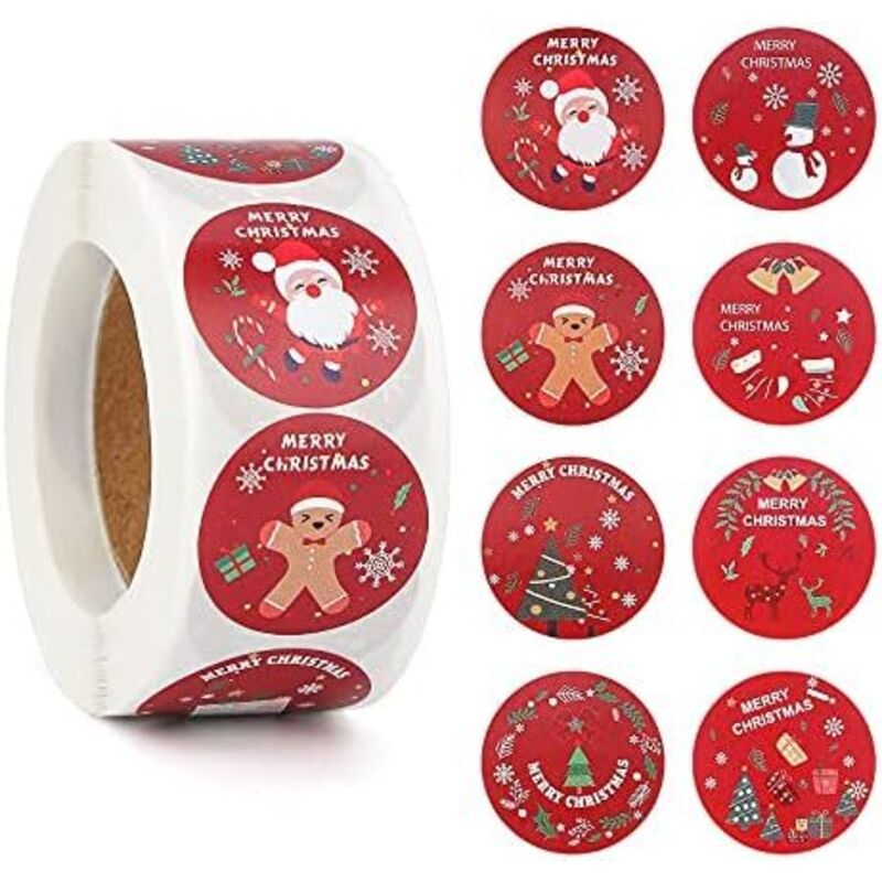 Weihnachtsaufkleber, 500 Stück. 2,5 Cm Große Weihnachtsaufkleber, 8 Runde Etikettendesigns. Weihnachtsaufkleber Für Taschen, Briefumschläge, Weihnachtsbasteleien Und Vieles Mehr.