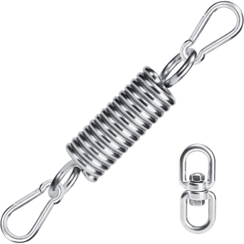 Hängematten-federhaken. Er Verfügt Über 2 M10-karabiner Zur Befestigung, 1 Aufhängefeder Und 1 Um 360° Drehbaren Ring. Zubehör Für Gartenschaukeln.