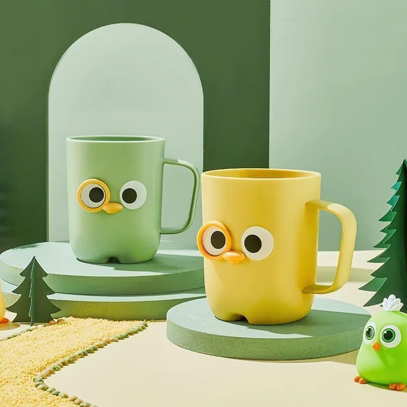 2er-set Niedliche Mundwasserbecher Mit Cartoon-motiven. Kreativer Zahnbürstenbecher. Kunststoffbecher. Zahnbürstenbecher. Badezimmer-accessoires