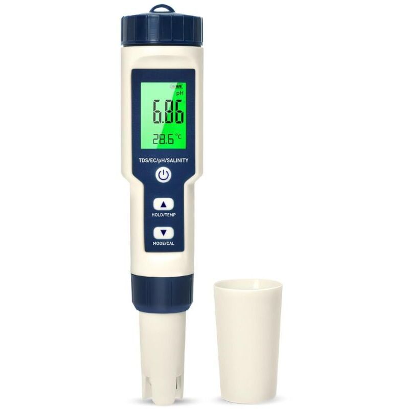Ph-meter (18 × 3,7 × 3,7 Cm). 5-in-1-messgerät: Ph/tds/ec/salzgehalt/thermometer. Ph-tester Mit Lcd-bildschirm. Automatische Temperaturkompensation. Elektronischer Ph-tester Für Schwimmbäder. Auch Für