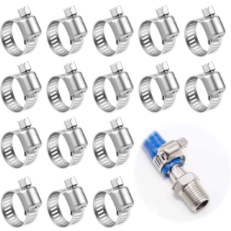 25 Stück Metall-schlauchschellen 6–12 Mm. Verstellbare Edelstahl-schlauchschellen, Edelstahl-schlauchschellen 304 Für Hauswasserleitungen (25 Stück 6–12 Mm)