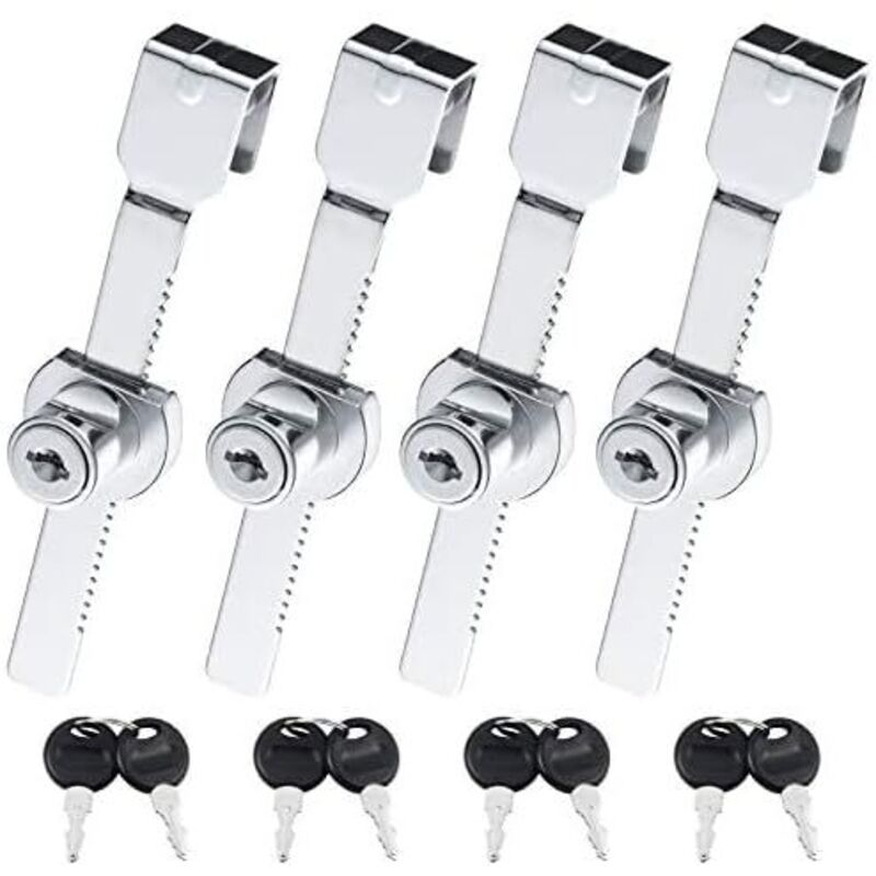 Set Mit 4 Schiebetürschlössern Für Glasvitrinen. Schiebetürriegel Für Glas. Nockenschlösser. Briefkasten-, Schubladen- Und Schrankschlösser. Zinklegierung (mit