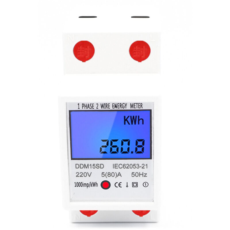 Einphasiger Multifunktions-bahnstromzähler – Einfacher Tarif – Hintergrundbeleuchtetes Lcd-display – Maximalstrom 80 A/220 V – Anzeige Des Kwh-verbrauchs