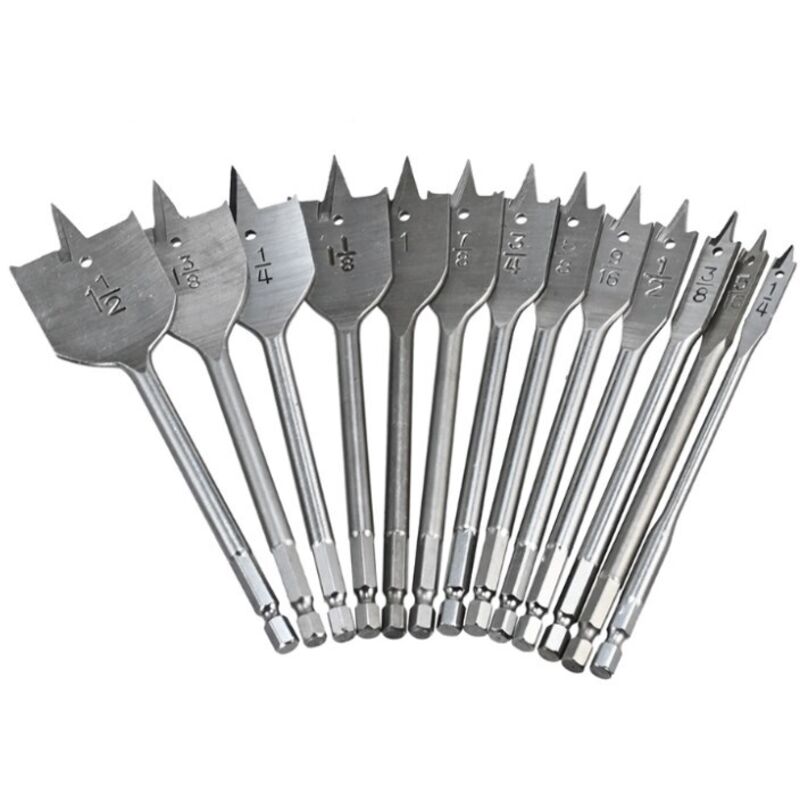 13-teiliges Flachbohrer-set – 15-mm-flachbohrer Aus Kohlenstoffstahl – 6-mm-zylinderschaft – Inklusive Aufbewahrungskoffer