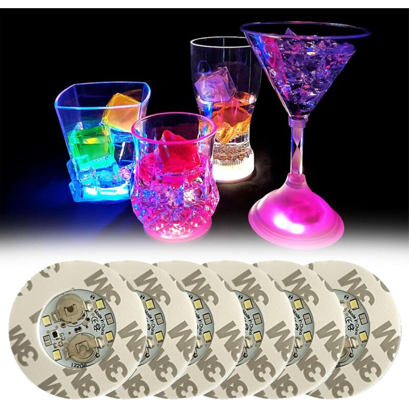 6-teiliges Led-untersetzer-set. Leuchtende Untersetzer. Led-untersetzer. Selbstklebende Led-untersetzer. Dreifarbige Abschnitte. Weihnachtliche Led-untersetzer Für Die Hochzeitsbar.