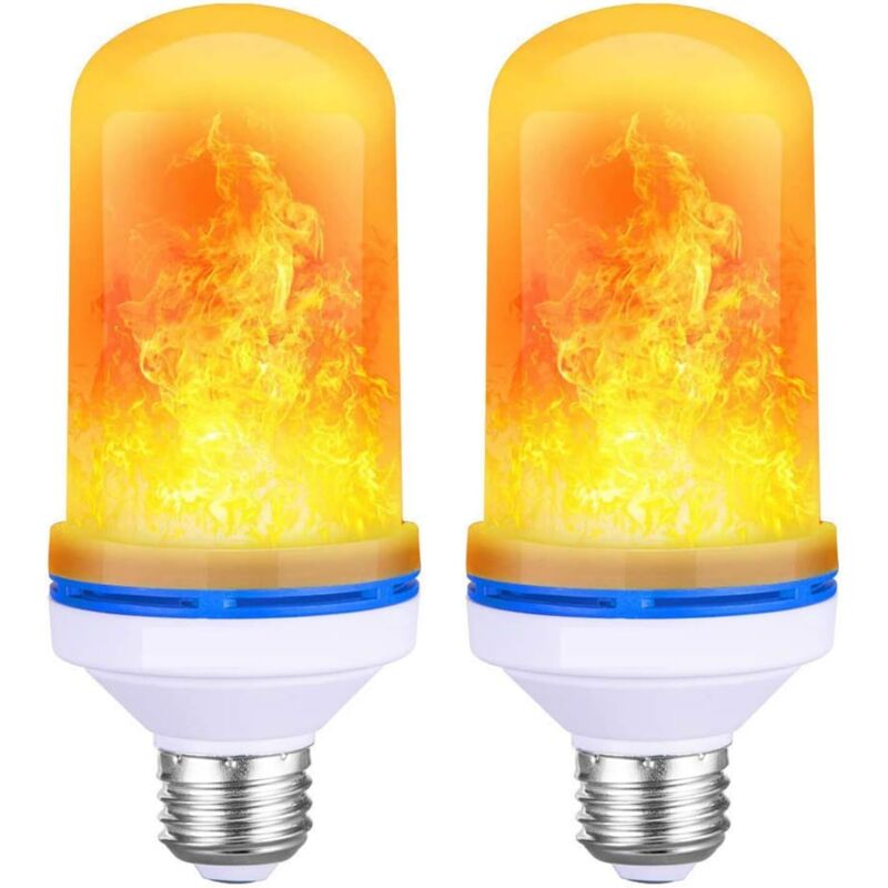E27 9w Led-flammenbirne. 4 Lichtfarben. Mit Schwerkraftsensor Für Die Innen- Und Außendekoration (weihnachten, Bar, Party). (2 X Gelb)