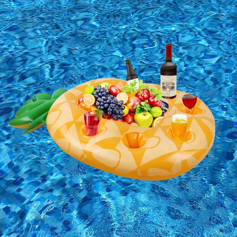Schwimmende Poolbar Mit 7 Löchern, Aufblasbarem Flaschenhalter, Aufblasbarem Tablett Und Schwimmender Spa-bar Für Poolpartys Im Freien