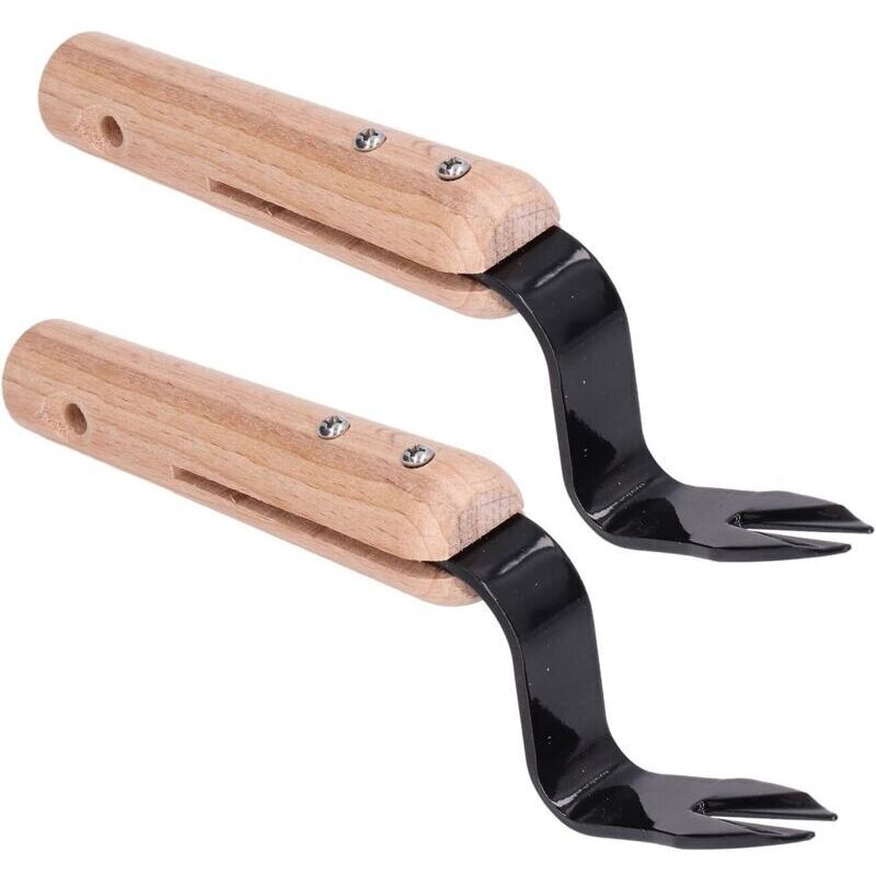 Zweiteiliger Handunkrautstecher Mit Gabelkopf. Handunkrautstecher Mit Gabelkopf. Handentferner. Entfernerwerkzeug. Holzgriff. Schaufel Zum Unkrautjäten.