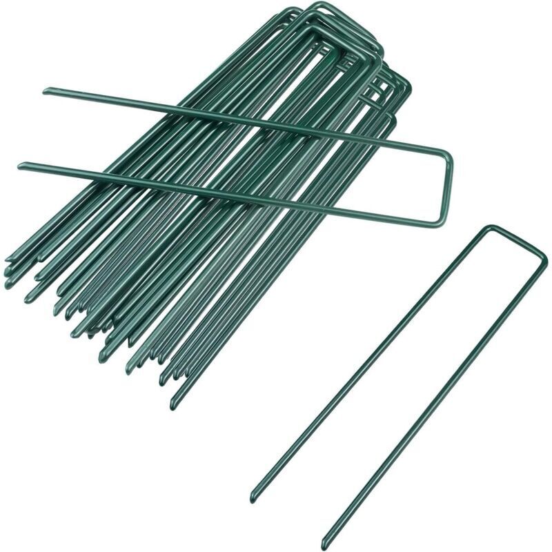 50er-packung Mit Je 15 U-förmigen Gartenbefestigungsnägeln, Verzinkte Stahl-erdanker Für Unkrautvlies, Netze, Kunstrasen, Zelte Und Membranen. Grün