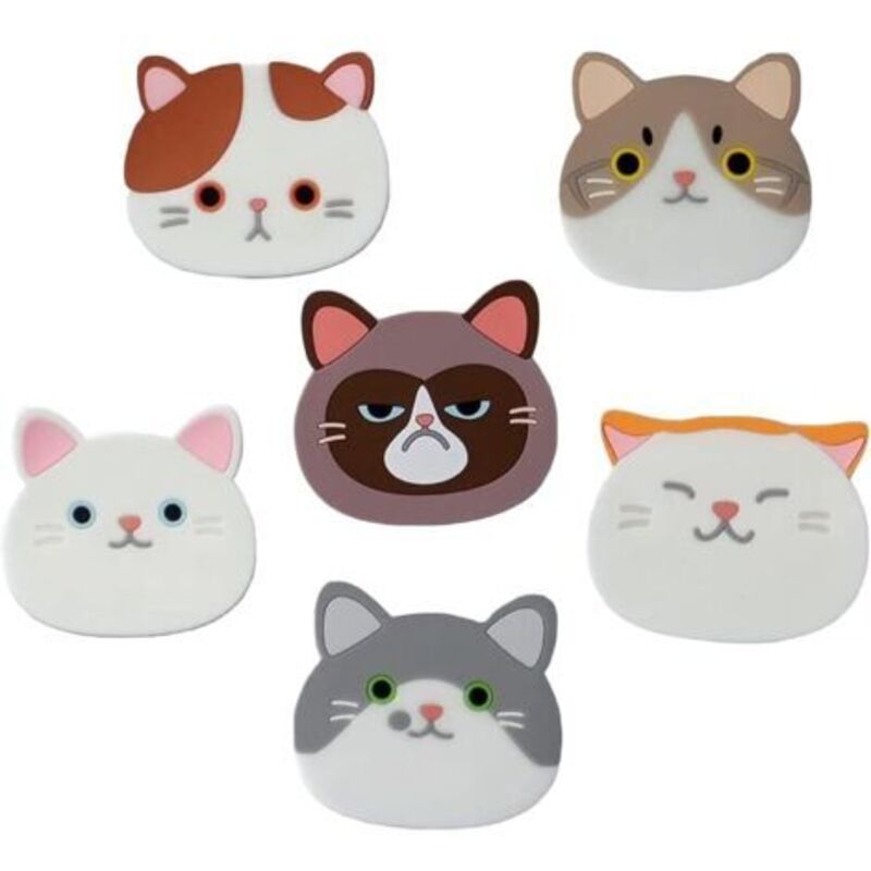 6-teiliges Set Silikon-katzenuntersetzer. Niedliche Katzenuntersetzer. Dekorative Glasuntersetzer. Weinuntersetzer. Gläser. Teetassen Und Getränke (silikagel).