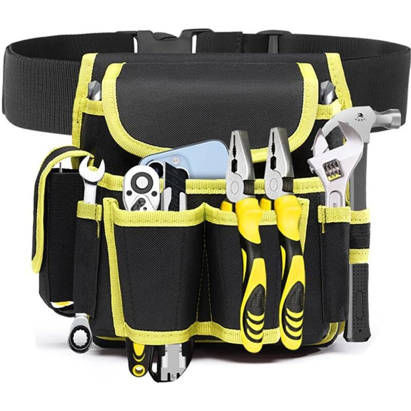 Werkzeugtasche Für Elektriker. Professionelle Werkzeugtasche. Gürteltasche Für Heimwerkerbedarf. Verstellbare Werkzeugtasche Mit Mehreren Fächern Für Werkzeug, Hammer, Taschenlampe Und Schraubenschlüs