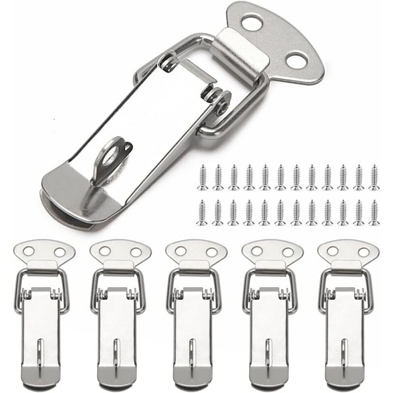 6-teiliges Hebelriegel-set, Federbelastet. 72-mm-kippriegel Mit Haken. Für Kisten, Schubladen, Schränke Und Werkzeugkästen. Inklusive 24 Schrauben M4x16.