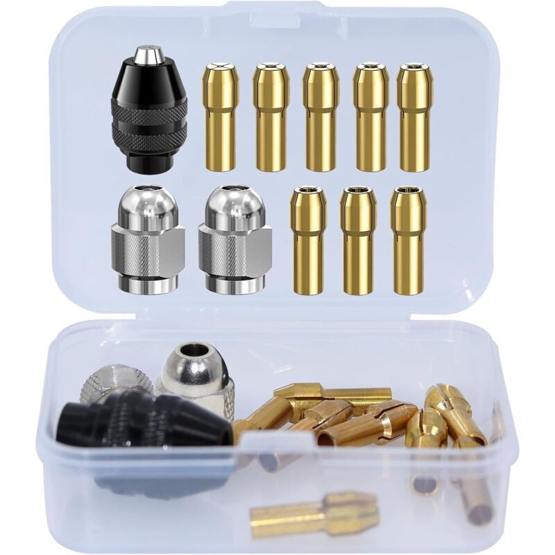 Set Mit 11 Bohrfuttern. Dremel 4486 Bohrfutter. 4485 Spannzangen. Schnellwechsel-spannköpfe Aus Messing Für Dremel 4000, Trio Und Weitere Modelle. Inkl. Koffer