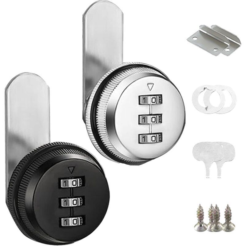2-teiliges Briefkastenschloss. Zahlenschloss. Schrankschloss. 25-mm-schlösser. Türschloss. Zahlenschloss. Möbelschloss. 3-stelliges Zahlenschloss (silber Und Schwarz)