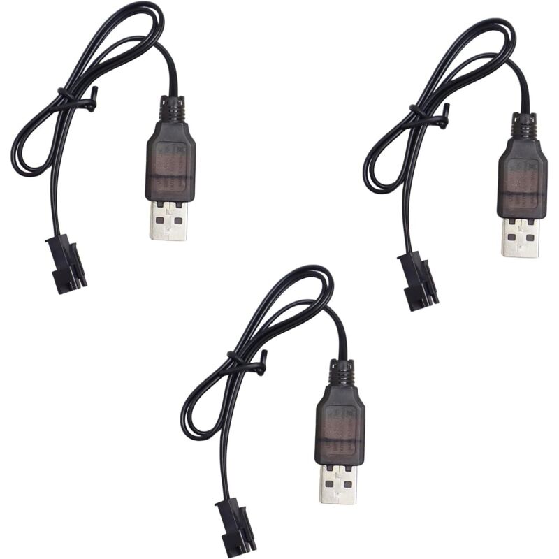 3er-pack 3,7-v-usb-li-ion-ladekabel Mit Sm-2p-stecker. Rc-lipo-akku-ladekabel. Für Nimh/nicd-akkus (3s) 3,6 V. Für Ferngesteuerte Spielzeugautos, -boote, -drohnen Und -flugzeuge Für Kinder.
