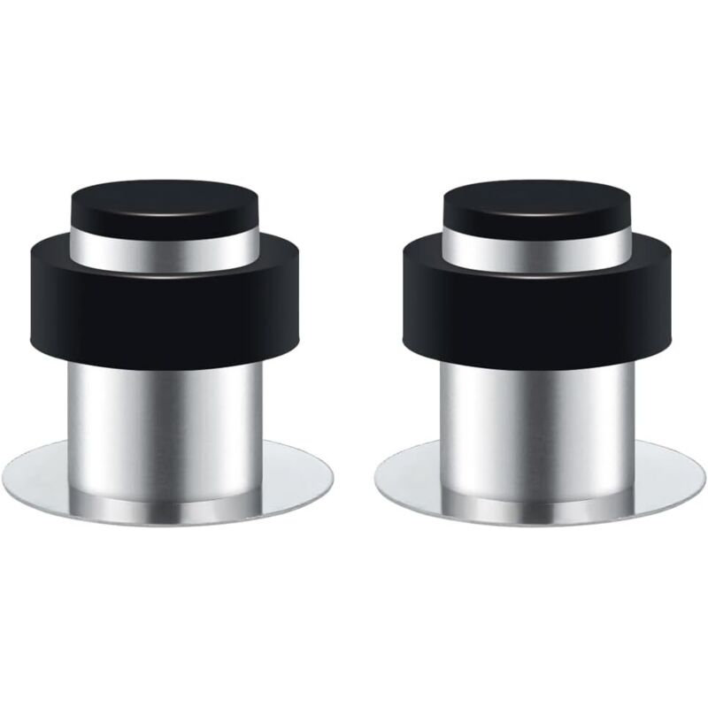 Set Mit 2 Türstoppern Zur Wandmontage. Höhe 45 Mm. Türstopper Aus Edelstahl Mit Kleberückseite Und Schrauben. Bodentürstopper