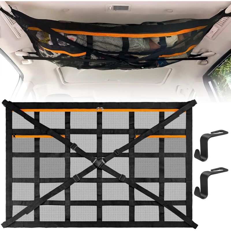 Dachgepäcknetz 90x65 – Strapazierfähiges Polyestergewebe – Einfache Und Sichere Montage – Kompatibel Mit Suvs Und Vans