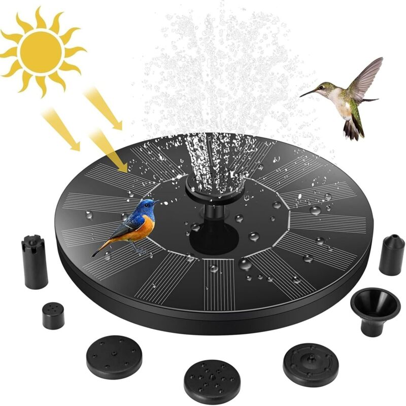 Solarbetriebener Gartenbrunnen. Pumpe Mit 7 Düsen. Vogeltränke Für Den Außenbereich. Vogeltränken. Teiche. Terrasse. Gartendekoration.