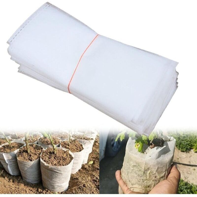 Packung Mit 100 Atmungsaktiven Pflanzsäcken Aus Stoff Für Setzlinge. Zum Aussäen Von Samen Und Umpflanzen Von Erde. Gartenbedarf. 28 X 30 Cm