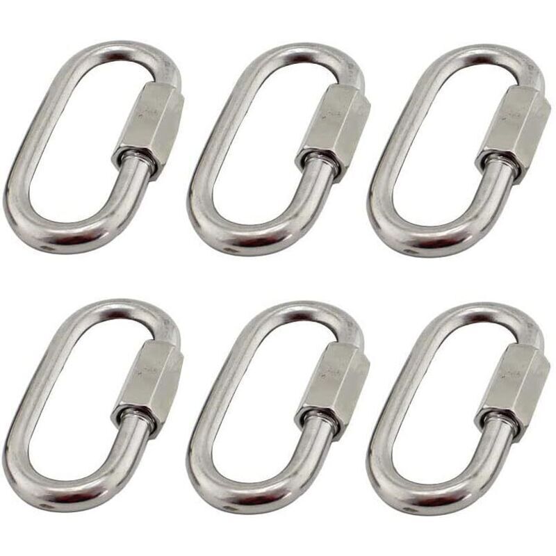 Set Mit 6 M5/0,2"-schnellgliedern Aus Edelstahl 304. Robuste, Ovale D-förmige Schraubkarabiner Aus Edelstahl Für Outdoor- Und Indoor-aktivitäten, Camping Und Wandern.