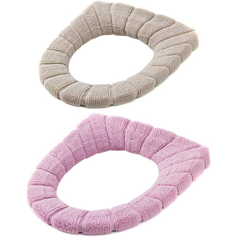 Waschbare, Einziehbare Wc-sitzkissen. Wärmendes Wc-sitzkissen. Universelles Wc-sitzkissen, Farbenfroher Wc-spülkastenbezug (beige, Rosa).