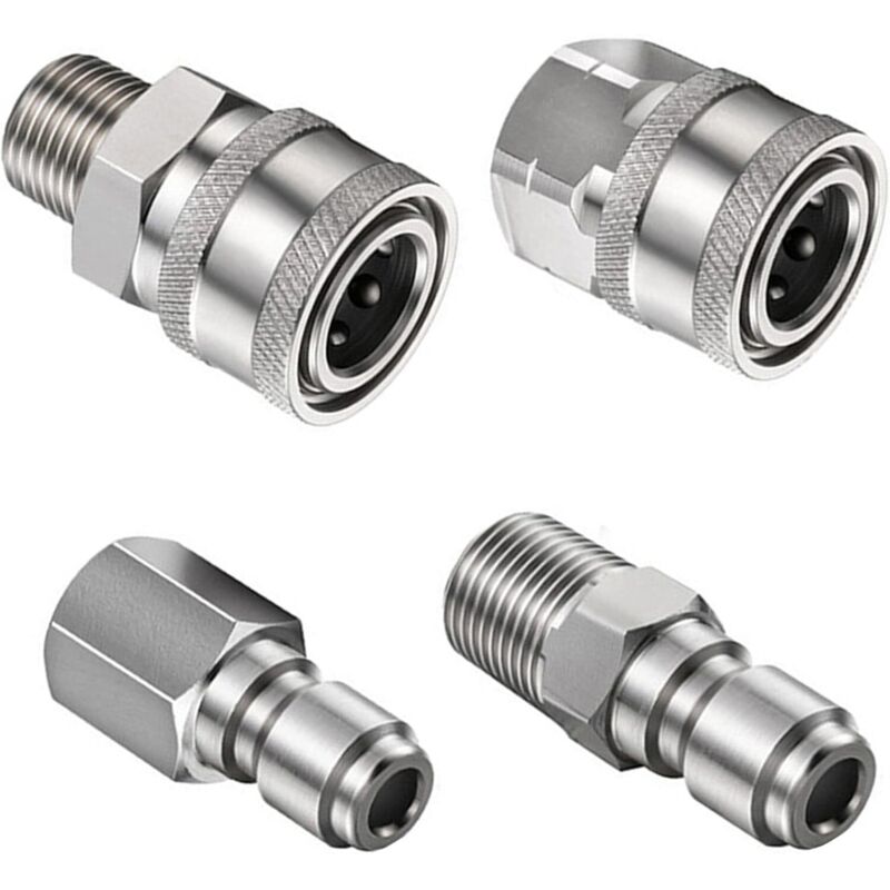 Set Mit 4 Hochdruckreiniger-anschlüssen, 3/8" Npt Schnellkupplung, Hochdruckreiniger-anschlüsse Mit Innengewinde (silber)