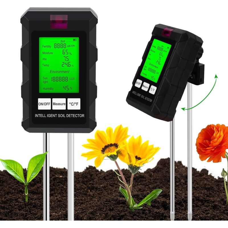 (22×4,9×4) 6-in-1 Bodenmessgerät. Bodenmessgerät Zur Bestimmung Von Bodenfruchtbarkeit, Feuchtigkeit, Ph-wert, Temperatur, Sonneneinstrahlung Und Luftfeuchtigkeit. Bodenfeuchtigkeitsmesser Für Den Gar