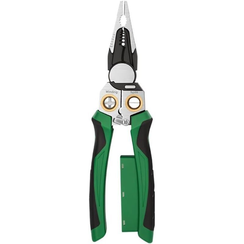 Elektrischer 8-in-1-abisolierer Mit Spannungsprüfer. Multifunktionaler Spannungsprüfer. Kabelzange. Schere Zum Aufwickeln Und Teilen Von Kabeln.