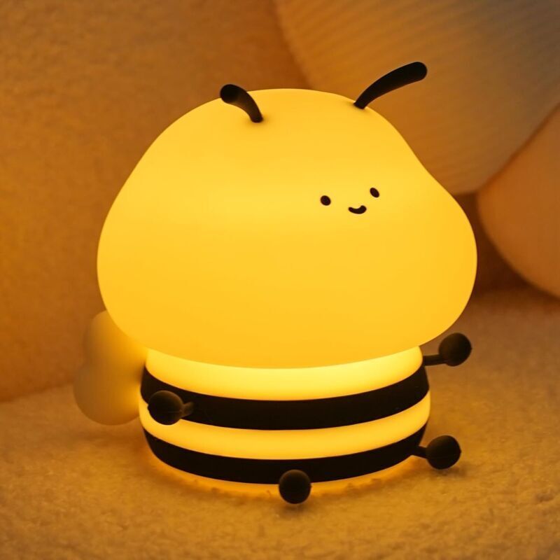 Bienen-nachtlicht Für Babys. 7 Rgb-farben. Nachtlicht Für Kinderzimmer/schlafzimmer. Dimmbare Led-nachttischlampe. Usb-aufladbar Mit Timer. Silikon. Babyzimmer-dekoration.