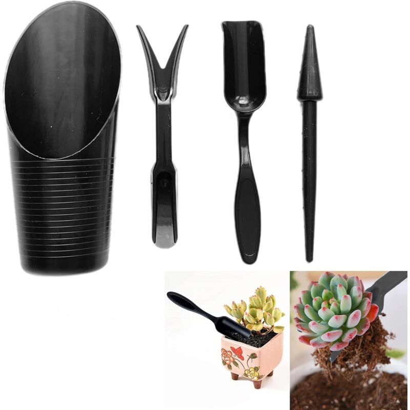 Pflanzwerkzeug Für Blumenzwiebeln Und Blumen – 4-teilig. Schwarz. Pflanz- Und Säwerkzeug Für Den Garten.