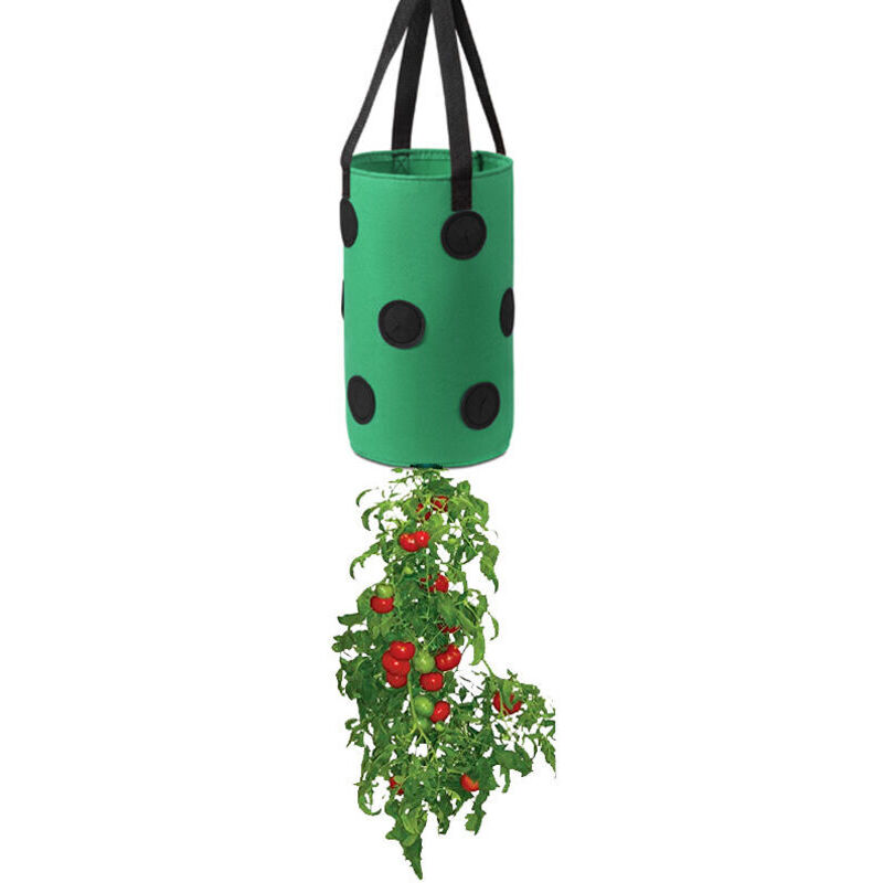 (3 Gallonen, 20 X 35 Cm (13 Löcher), Schwarz-grün Gefleckt) 1 Packung Erdbeer-pflanzsäcke. Hängende Pflanzsäcke Mit Griffen. Kräutergarten-erdbeerpflanzgefäße