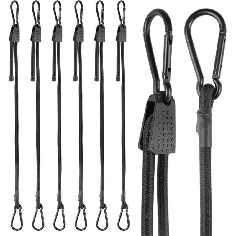 6-teiliges Set Elastischer Bungee-seile Mit Verstellbarem Karabiner. 100 M Elastisches Bungee-seil. 2,5-fach Höhere Elastizität. Verstellbare Elastische Bungee-seile Mit Karabiner Für Gepäcktransport