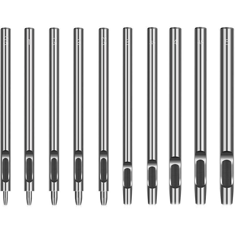 10-teiliges Set. Lederlocher. Ahle. Hohllocher. Set Mit Runden Hohllochern Aus Stahl. Werkzeuge Zum Lochen Von Leder, Uhrenarmbändern, Canvas Und Ösen.