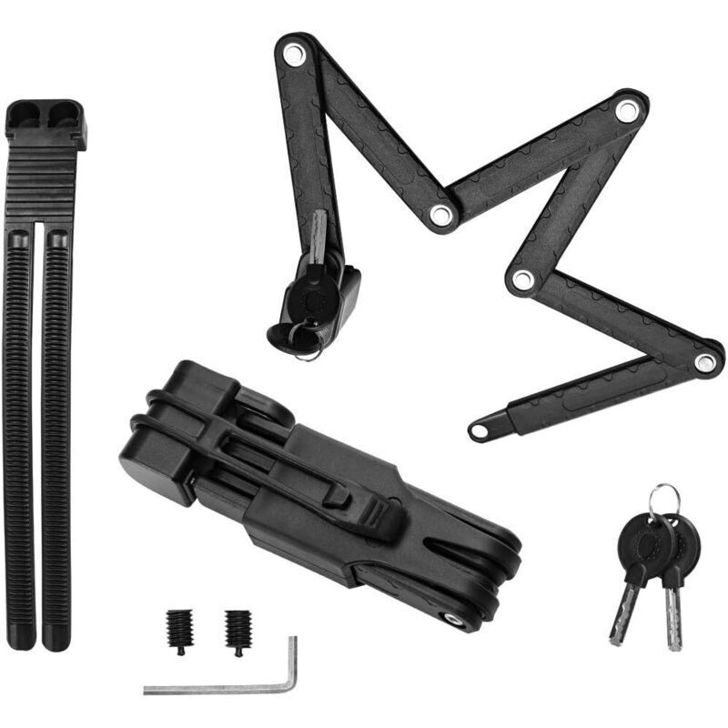 Fahrradschloss. Faltschloss. Tragbares Faltschloss Für Fahrräder Und Motorräder. Robustes Sicherheitsschloss Aus Stahl Mit Schlüsseln Und Passender Halterung Für Roller.