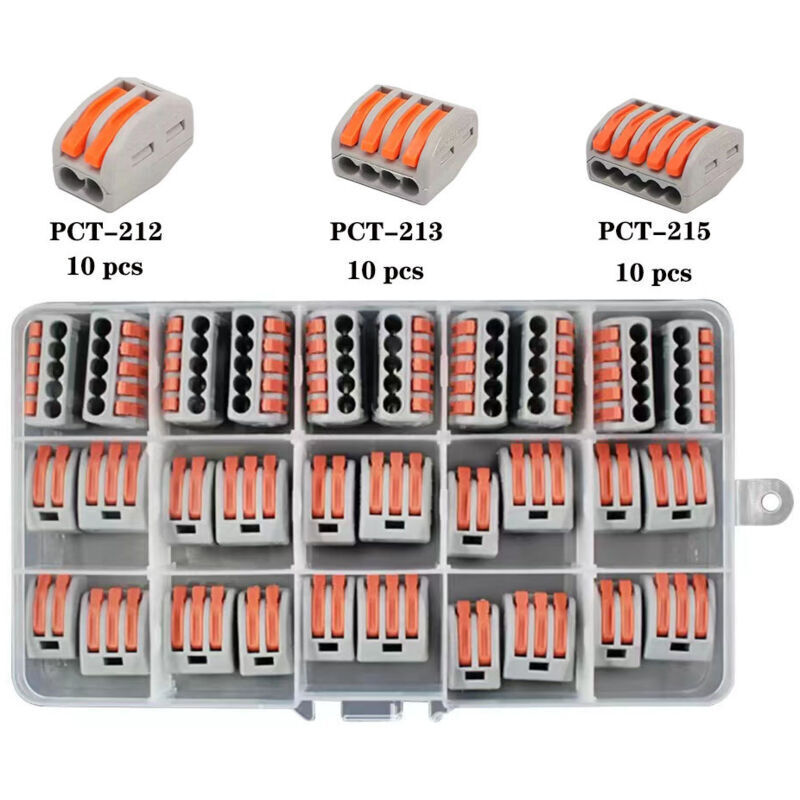 Anschlussklemmen. 300 Elektrische Anschlussklemmen Mit Betätigungshebel. Kompakte Automatische Elektrische Anschlussklemme. 10 2-wege-klemmen. 10 3-wege-klemmen. 10 5-wege-klemmen.