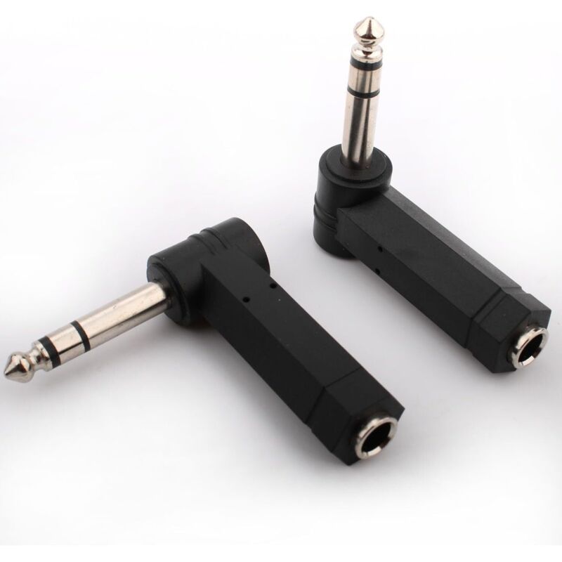 2er-pack Adapter: 6,35-mm-trs-stereo-winkelstecker (männlich) Auf 6,35-mm-trs-stereo-klinkenbuchse (weiblich). 6,35-mm-winkel-audioadapter Für Lautsprecher Und Gitarren.