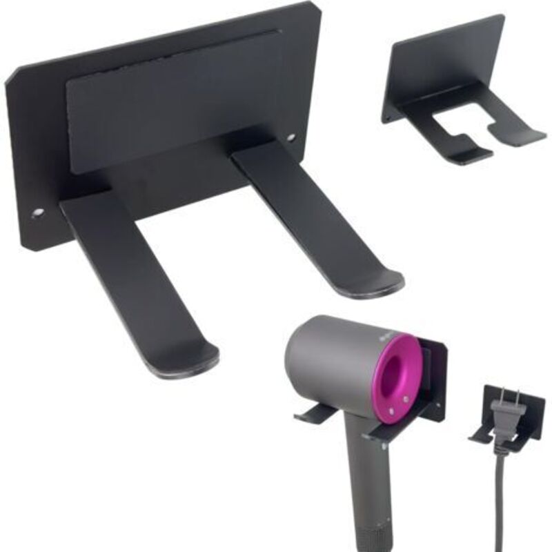 Universelle Wandhalterung Für Haartrockner Mit Haken Für Stecker, Haartrocknerhalter Aus Edelstahl Mit Silikon – Einfache Montage Mit Klebeband Oder Schrauben