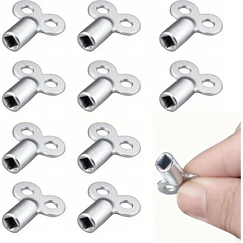 10-teiliges Entlüftungsschlüssel-set Für Heizkörper. Universelle Vierkant-entlüftungsschlüssel Für Zentralheizungen Und Zubehör, Kompatibel Mit Allen Heizkörpertypen Und Vielen Heizkörpern, Silberfarb