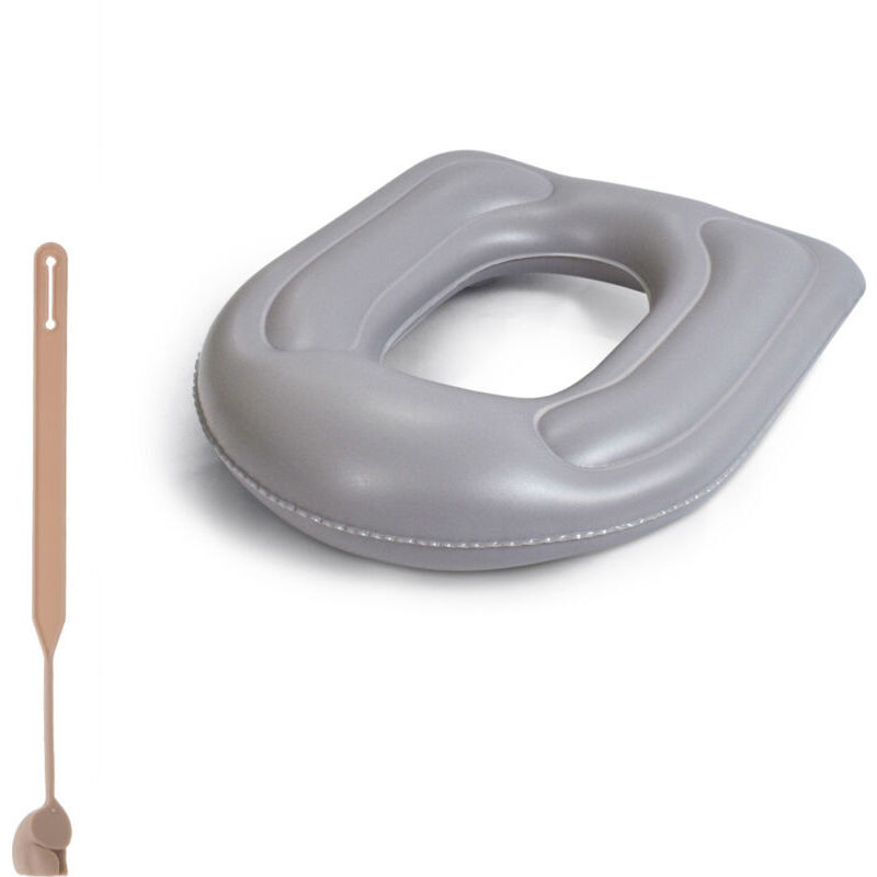 Aufblasbares Toilettensitzkissen. Erhöhtes, Ringförmiges Kissen. Höhenverstellbarer Toilettensitz. Lindert Steißbeinschmerzen – Inklusive Toilettendeckelheber.