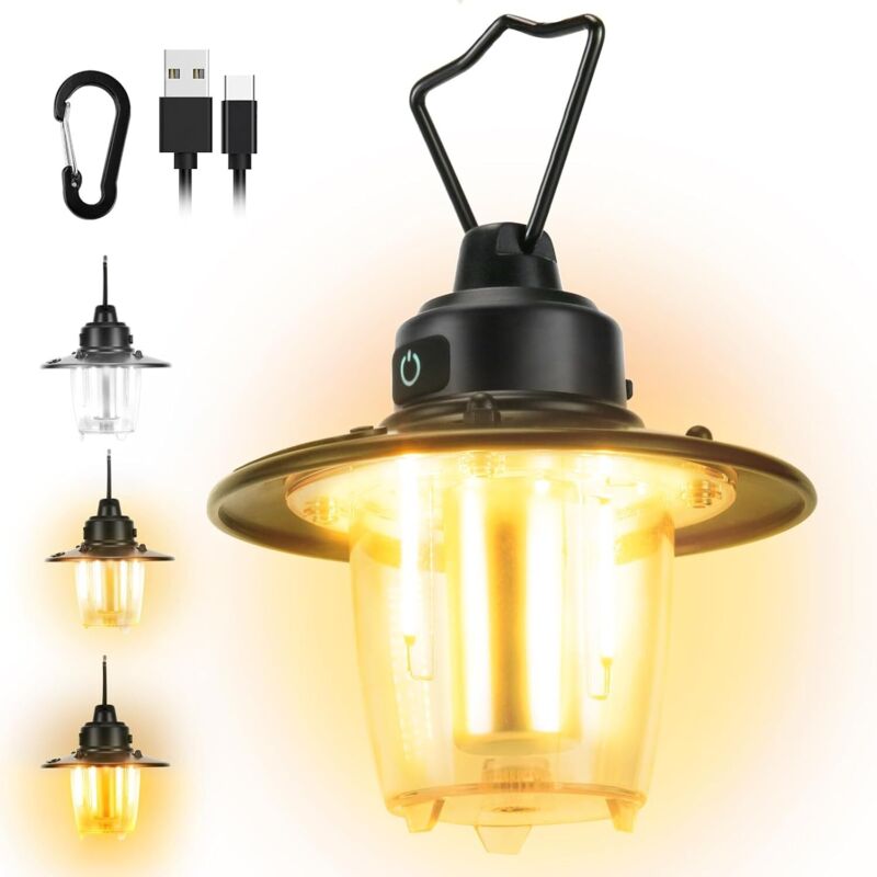 Wiederaufladbare Campinglaterne – 2800 Mah Campinglampe Für Zelte – Tragbar. Ip4 Wasserdicht – Beleuchtung – Dimmbar – Für Camping, Wandern, Notfälle Und Angeln