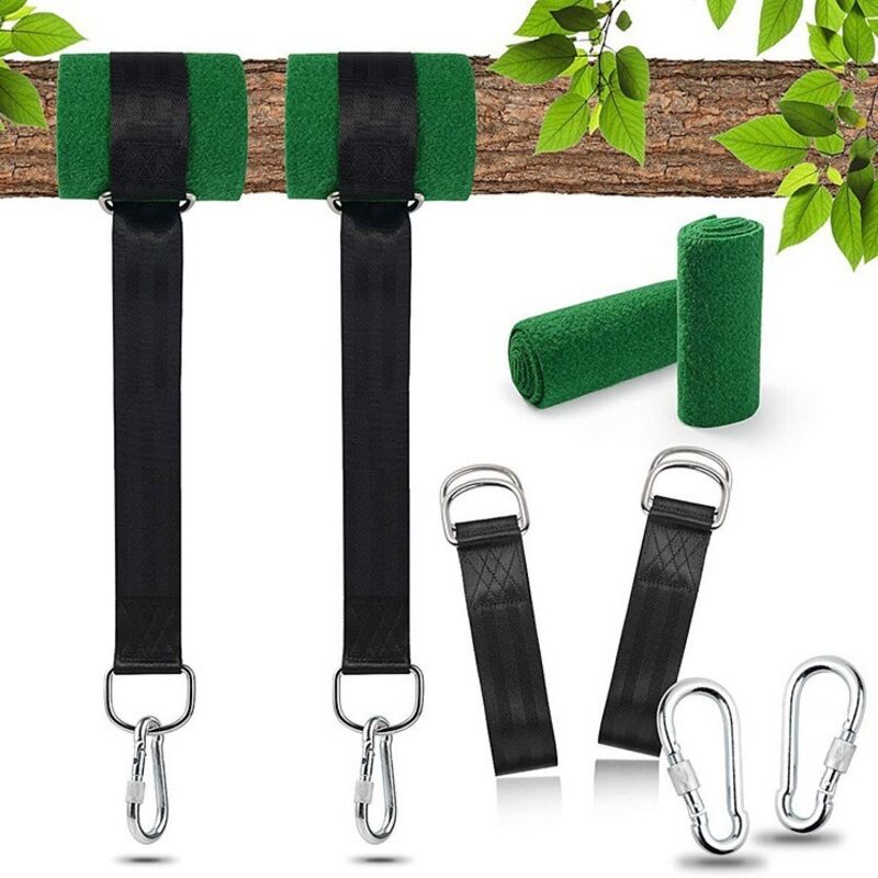 Hängemattengurt 1,50 M X 2. Hängemattenbefestigung. Verstellbares Aufhängegurt-set Mit D-ring Und Hochwertigen Karabinern. Maximale Belastung: 500 Kg. Ideal Für Gartenschaukeln, Hängematten Und Baumsc
