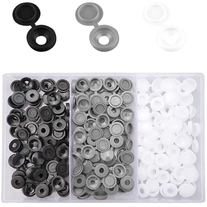 Kunststoff-scharnierschraubenabdeckungen. 240 Stück Braune Staubwischkappen Mit Aufbewahrungsbox (schwarz, Weiß, Grau)